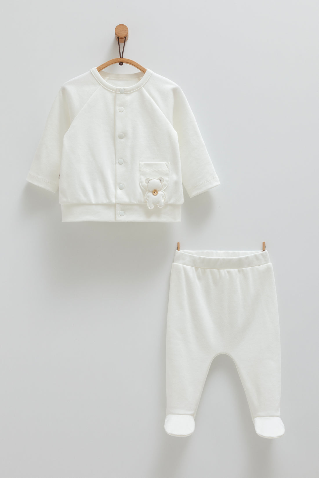 OEKO-TEX Sertifikalı, % 100 Pamuk, Unisex, Ayıcık Detaylı, 2&