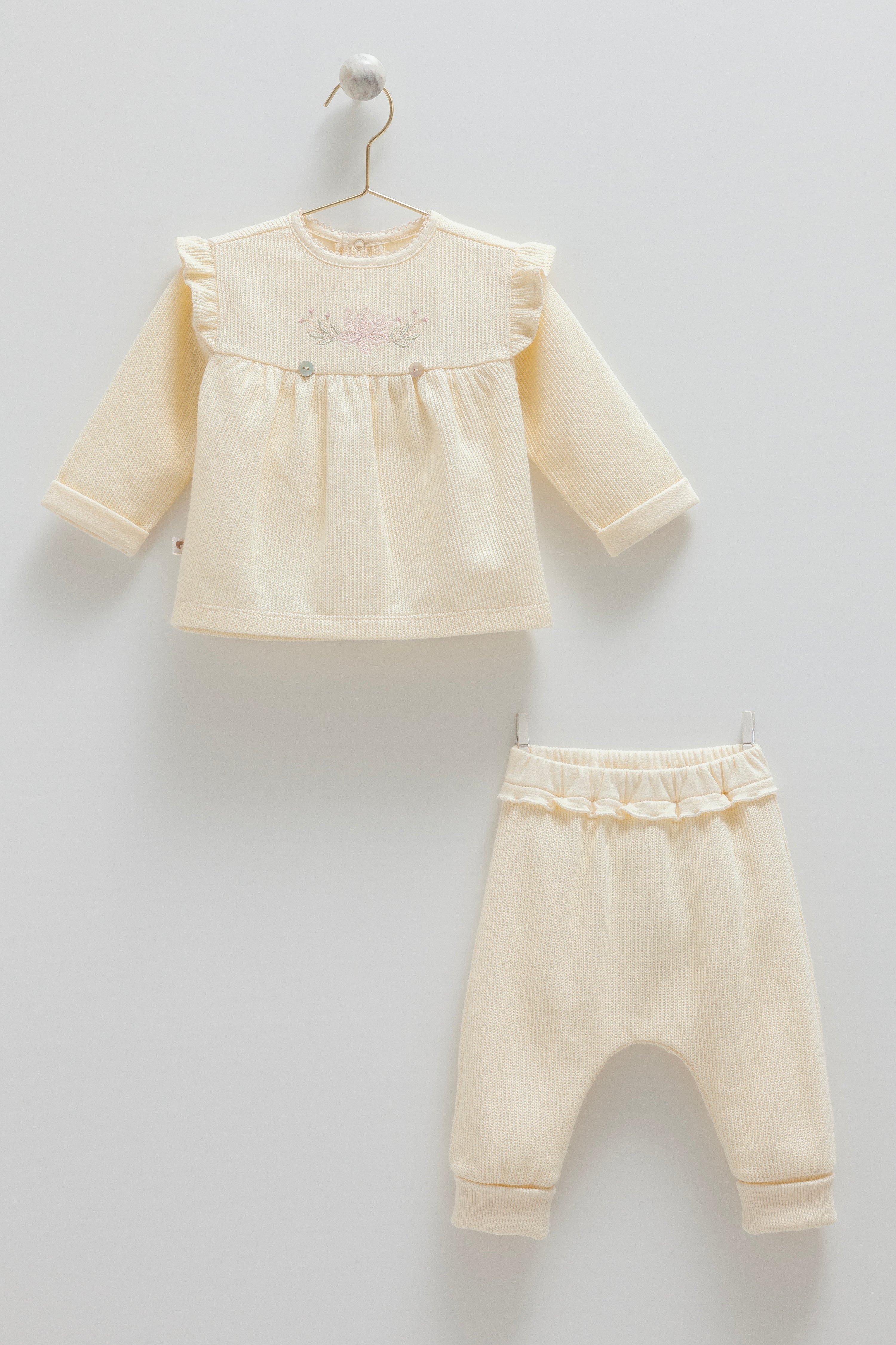 OEKO TEX certified, 100% cotton, knitted embroidery, baby girl, two-piece set, 3-18 months.