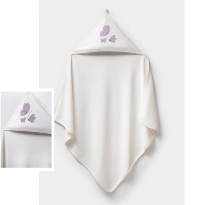 OEKO-TEX sertifikalı, organik pamuklu kelebek baskılı 85x85 cm bebek havlusu – yumuşak, emici ve hassas ciltler için uygundur.