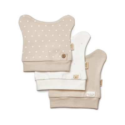 GOTS Certified 3-Piece Organic Cotton Baby Beanie Set 