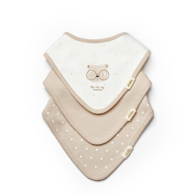 GOTS Certified, Organic, 3-Piece Organic Baby Bandana Bib Set