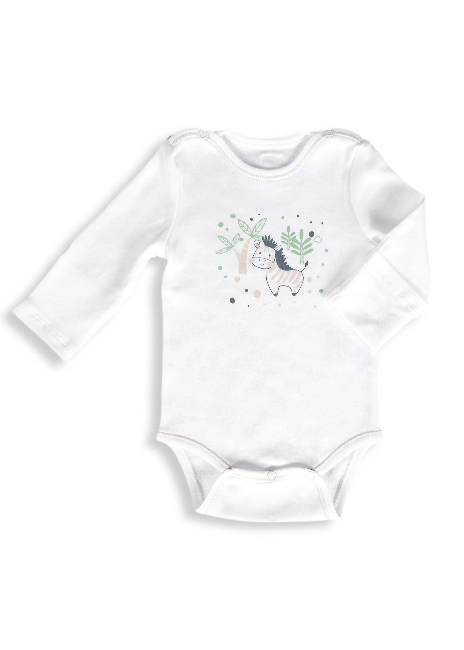 GOTS Sertifikalı, Organik, Temiz ve Güvenli Steril Unisex Zebra Desenli Bebek Body