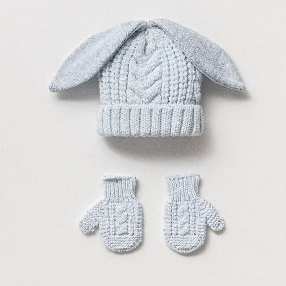 OEKO-TEX, Tavşan Kulaklı Bebek Bere &amp; Eldiven Seti (0–12 Ay)