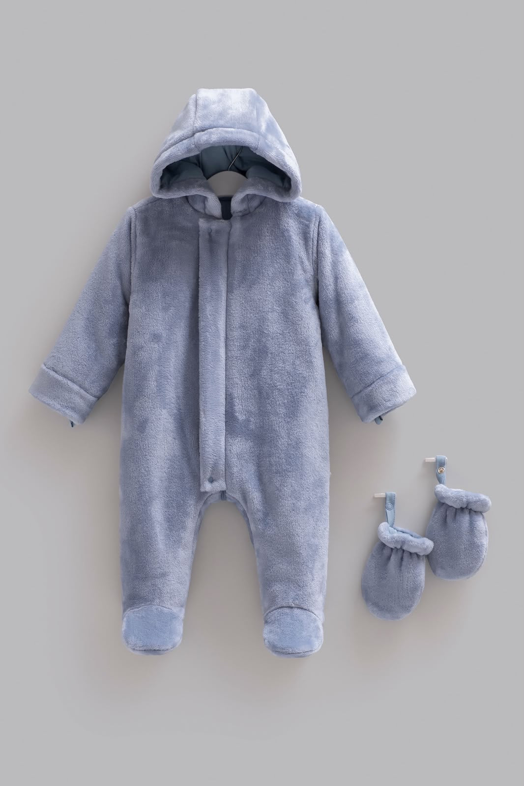 Welsoft, Kapüşonlu,Eldivenli Erkek Bebek Kışlık Tulum, 1-9 Ay