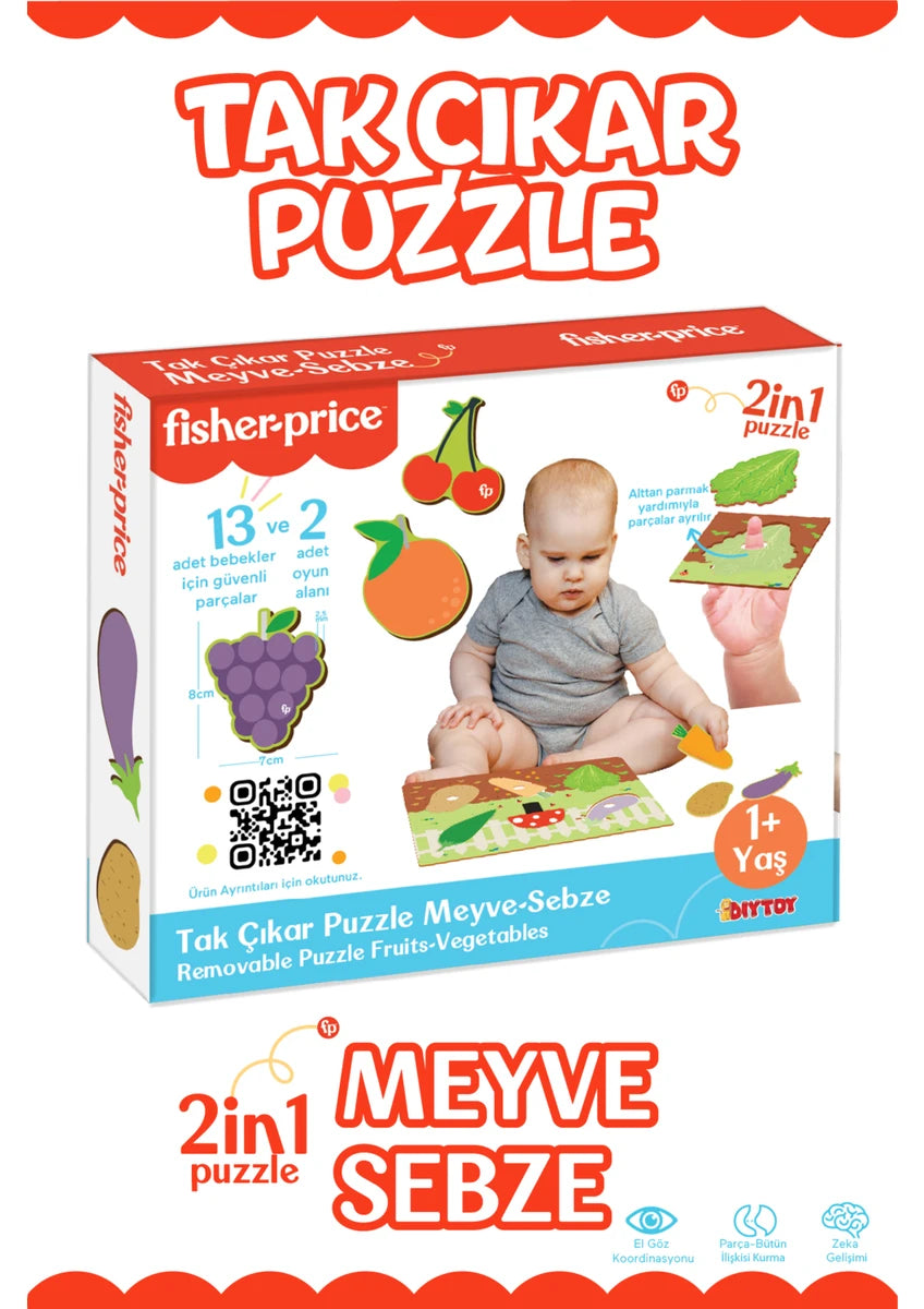Fisher-Price Tak Çıkar Puzzle – Meyve &amp; Sebze, 1 Yaş+