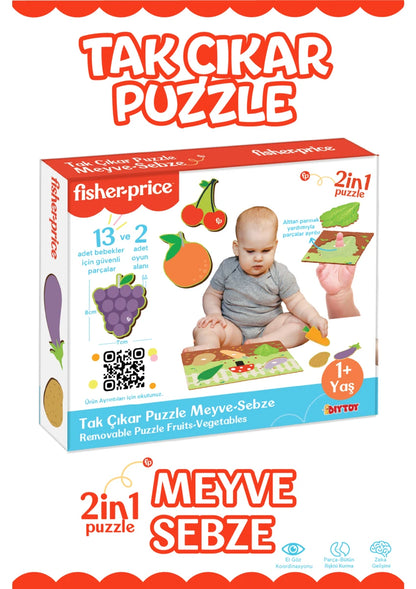 Fisher-Price Tak Çıkar Puzzle – Meyve &amp; Sebze, 1 Yaş+