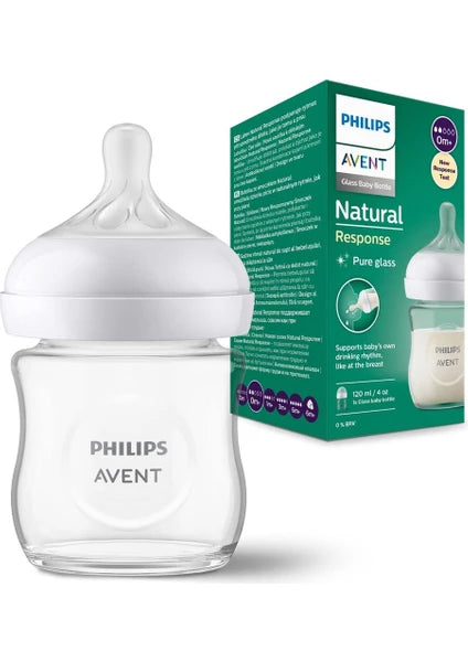 Philips Avent Natural Response Glass Baby Bottle 0 Month+120ml SCY930/01 (Anti-colic)