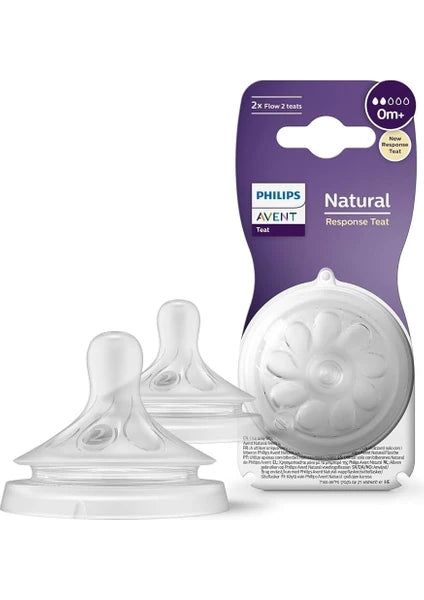 Philips Avent Natural Response 2-Pack Teat, Size 2, 0 Months+ (Pack of 2, Anti-Colic, BPA Free)