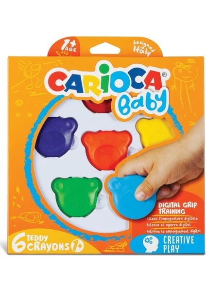 Carioca Teddy Şekilli Kirletmeyen Mum Boyalar 6&