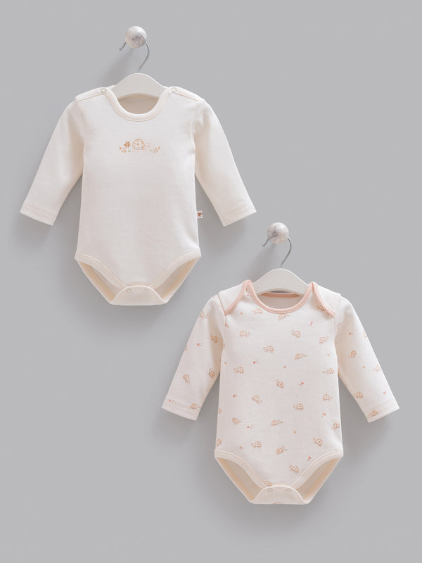 %100 Organik Pamuk, Unisex, 2’li Bebek Body, 0-9 Ay