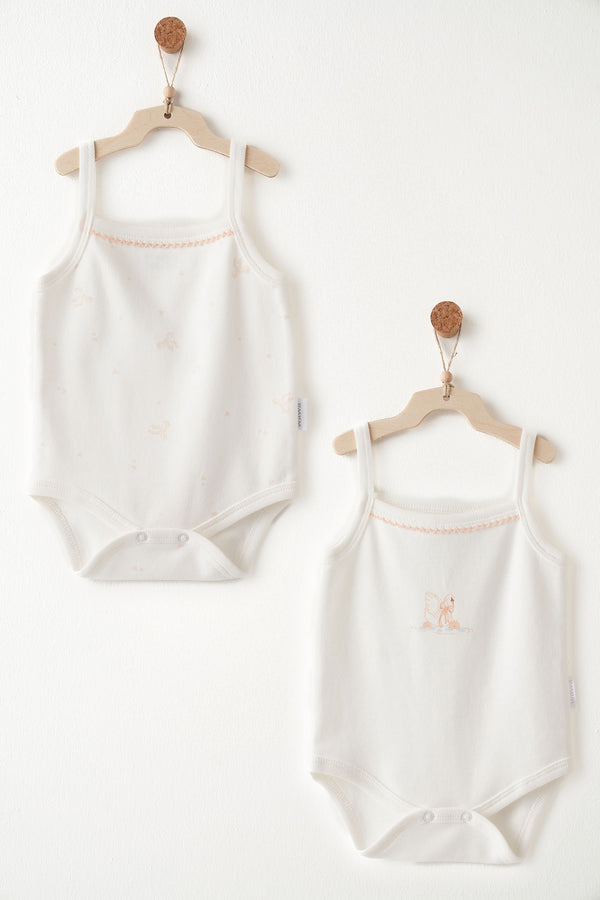 %100 Pamuk, Kız Bebek 2’li Askılı Body ,1-24 Ay