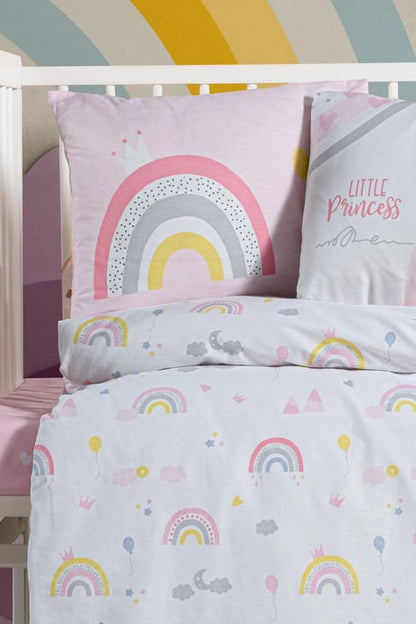 OEKO-TEX Sertifikalı, %100 Pamuk, Unisex,Gökkuşağı  Park Yatak Nevresim Takımı