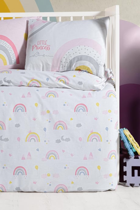 OEKO-TEX Sertifikalı, %100 Pamuk, Unisex,Gökkuşağı  Park Yatak Nevresim Takımı